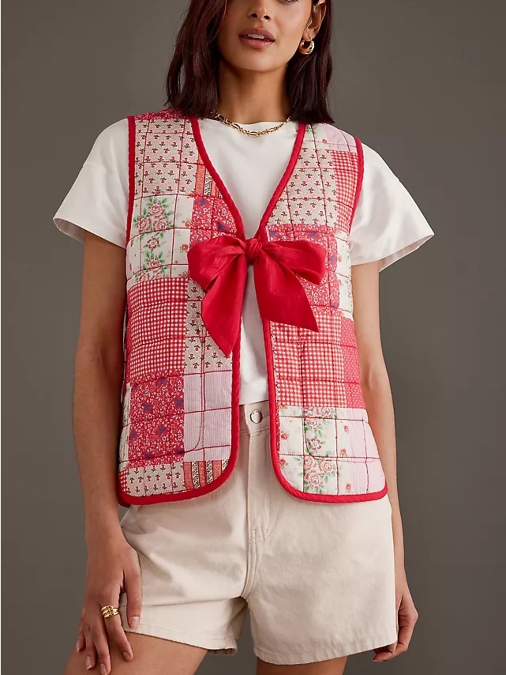 Damson Madder Arte Reversible Quilted Gilet Vest in Red